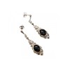Vintage 925 Sterling Silver Onyx & Marcasites Earrings