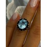 925 Sterling Silver Topaz & Sapphire Flower Ring Size 5.5