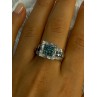 10K White Gold Aquamarine & White Topaz Ring Size 8