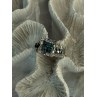 10K White Gold Aquamarine & White Topaz Ring Size 8