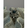 10K White Gold Aquamarine & White Topaz Ring Size 8