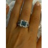 10K White Gold Aquamarine & White Topaz Ring Size 8