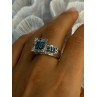 10K White Gold Aquamarine & White Topaz Ring Size 8