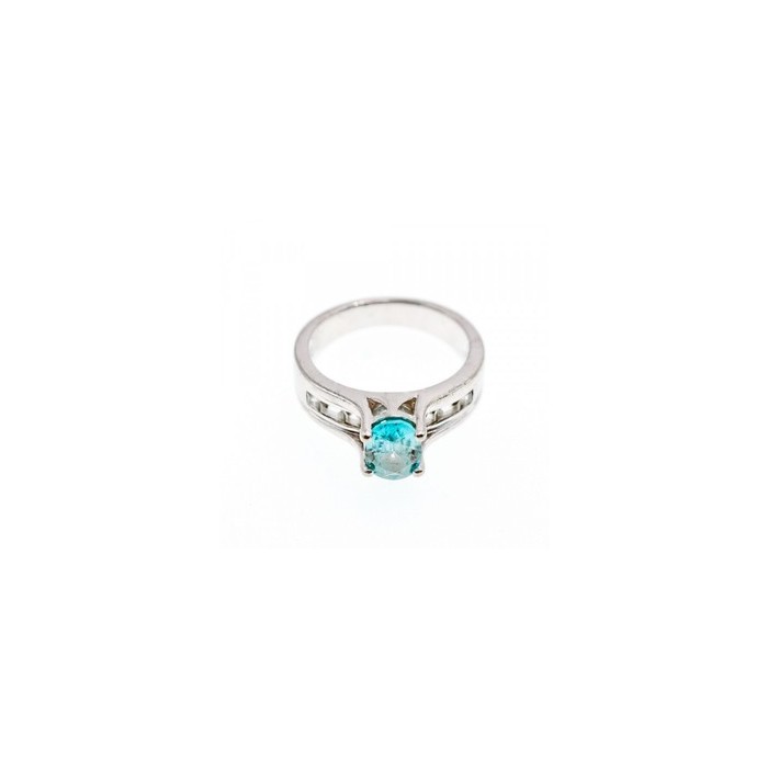 925 Sterling Silver Blue Topaz & Goshenite Ring Size 7