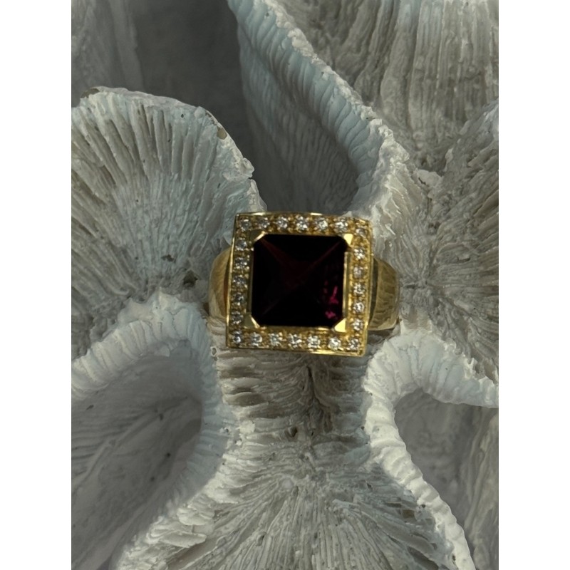 14K Yellow Gold Rubellite & Beryl Ring Size 8