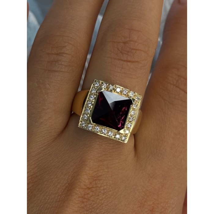 14K Yellow Gold Rubellite & Beryl Ring Size 8