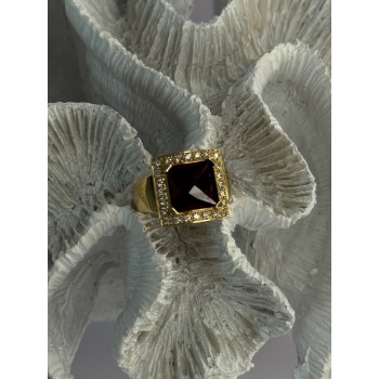 14K Yellow Gold Rubellite & Beryl Ring Size 8