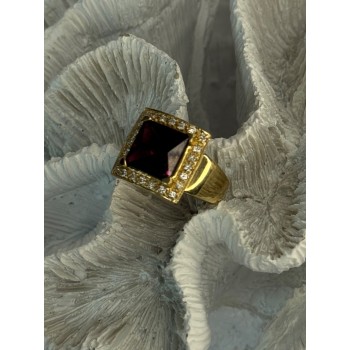 14K Yellow Gold Rubellite & Beryl Ring Size 8