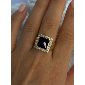 14K Yellow Gold Rubellite & Beryl Ring Size 8