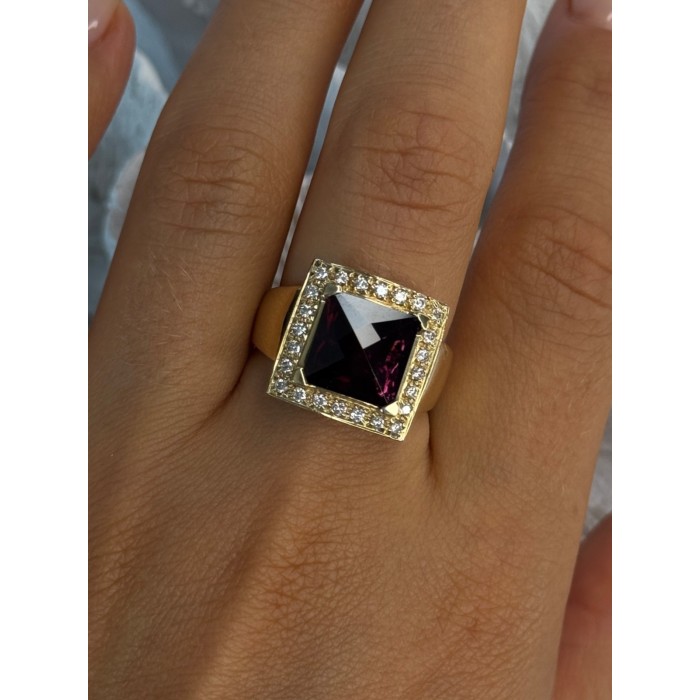 14K Yellow Gold Rubellite & Beryl Ring Size 8