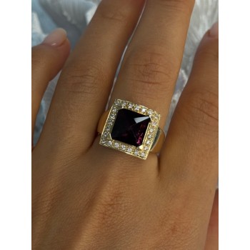 14K Yellow Gold Rubellite & Beryl Ring Size 8