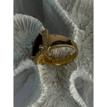 14K Yellow Gold Rubellite & Beryl Ring Size 8