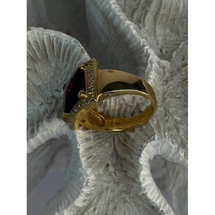 14K Yellow Gold Rubellite & Beryl Ring Size 8