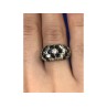 925 Sterling Silver Black Spinel & CZ Ring Size 6.5