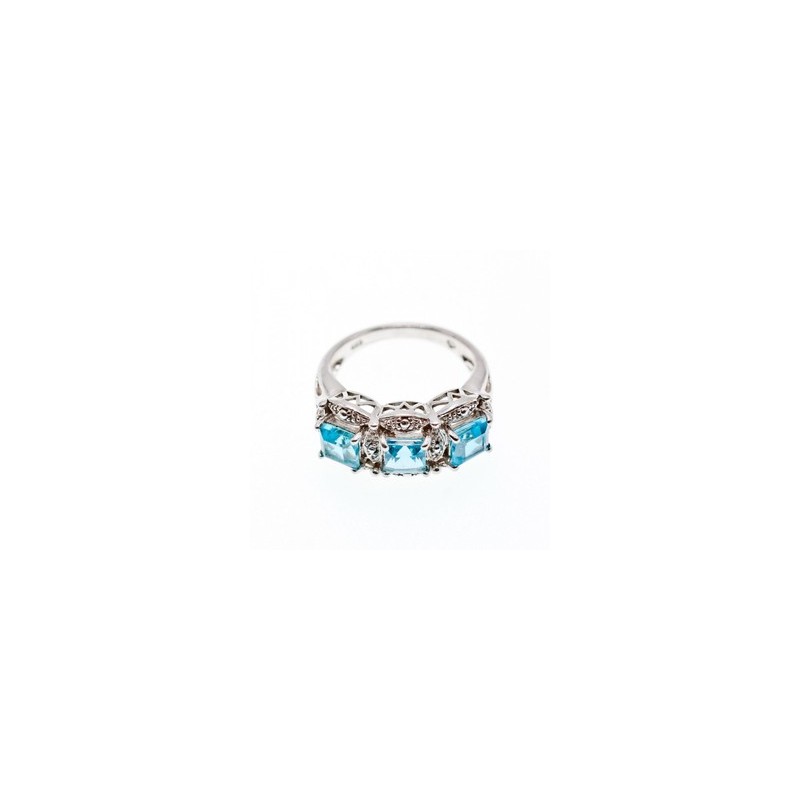 925 Sterling Silver Topaz Ring Size 8