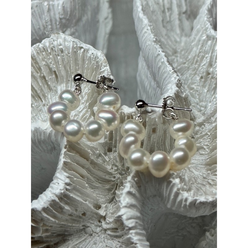 925 STERLING SILVER FRESH WATER PEARL EARRINGS LENGTH 0.8 Inch