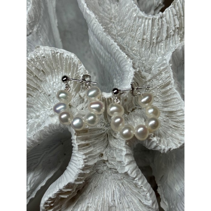 925 STERLING SILVER FRESH WATER PEARL EARRINGS LENGTH 0.8 Inch