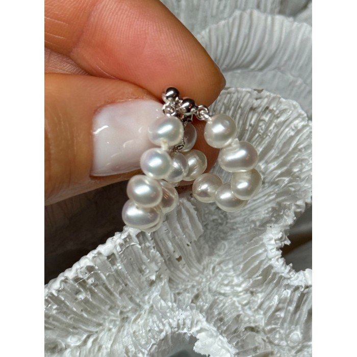 925 STERLING SILVER FRESH WATER PEARL EARRINGS LENGTH 0.8 Inch