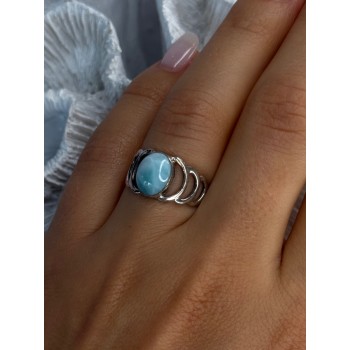 925 Sterling Silver Larimar Ring Size 7
