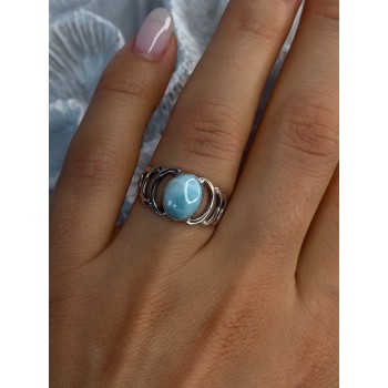 925 Sterling Silver Larimar Ring Size 7