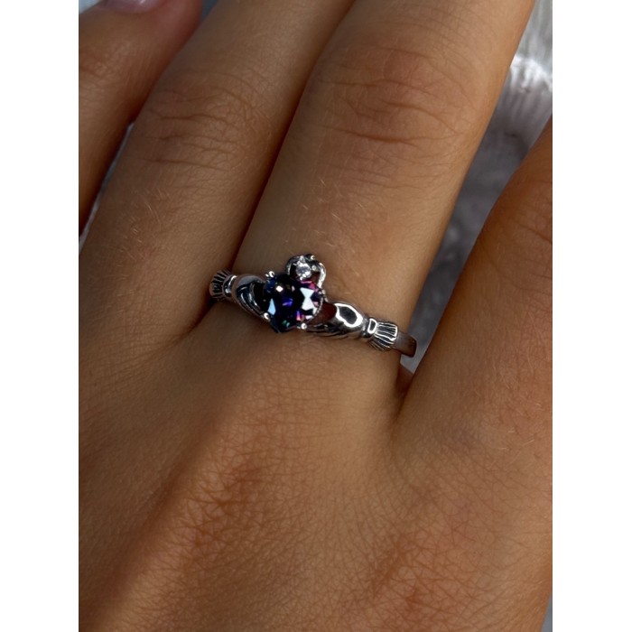 925 Sterling Silver Alexandrite Heart Ring Size 10