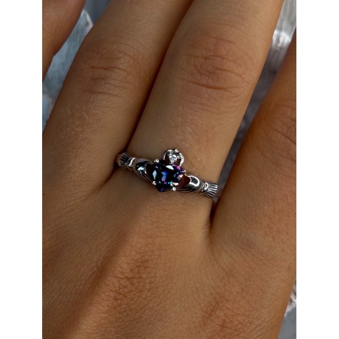 925 Sterling Silver Alexandrite Heart Ring Size 10