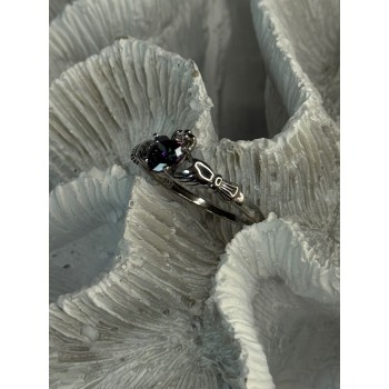 925 Sterling Silver Alexandrite Heart Ring Size 10