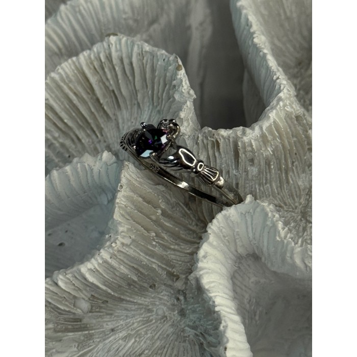925 Sterling Silver Alexandrite Heart Ring Size 10