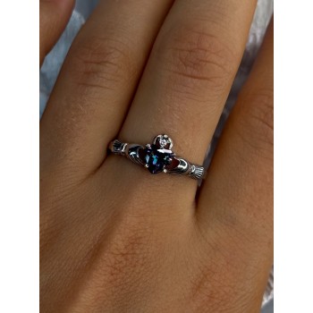 925 Sterling Silver Alexandrite Heart Ring Size 10