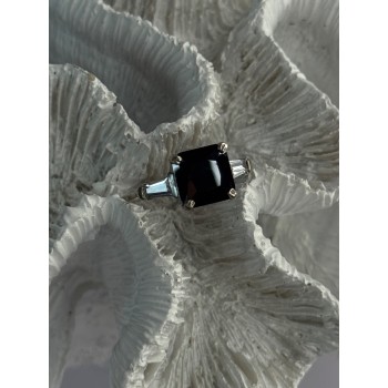 925 Sterling Silver Black Onyx & Beryl Ring Size 7