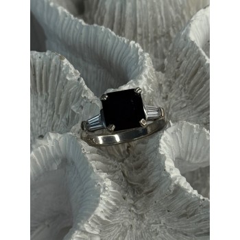 925 Sterling Silver Black Onyx & Beryl Ring Size 7