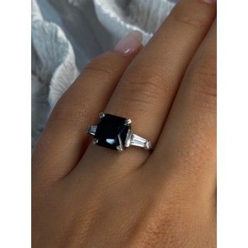 925 Sterling Silver Black Onyx & Beryl Ring Size 7