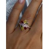 925 Sterling Silver Multi Color Spinel Flower Ring Size 7