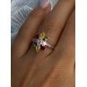 925 Sterling Silver Multi Color Spinel Flower Ring Size 7