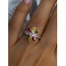 925 Sterling Silver Multi Color Spinel Flower Ring Size 7