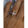 925 Sterling Silver Multi Color Spinel Flower Ring Size 7