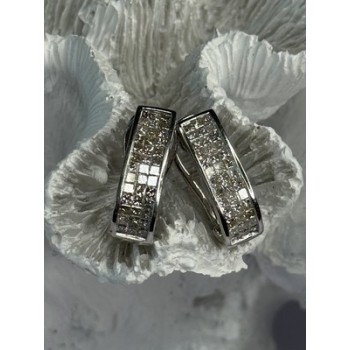 CLASSY 14K WHITE GOLD DIAMOND 1 CARAT EARRINGS LENGTH 0.83 INCH