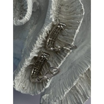 CLASSY 14K WHITE GOLD DIAMOND 1 CARAT EARRINGS LENGTH 0.83 INCH