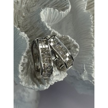 CLASSY 14K WHITE GOLD DIAMOND 1 CARAT EARRINGS LENGTH 0.83 INCH