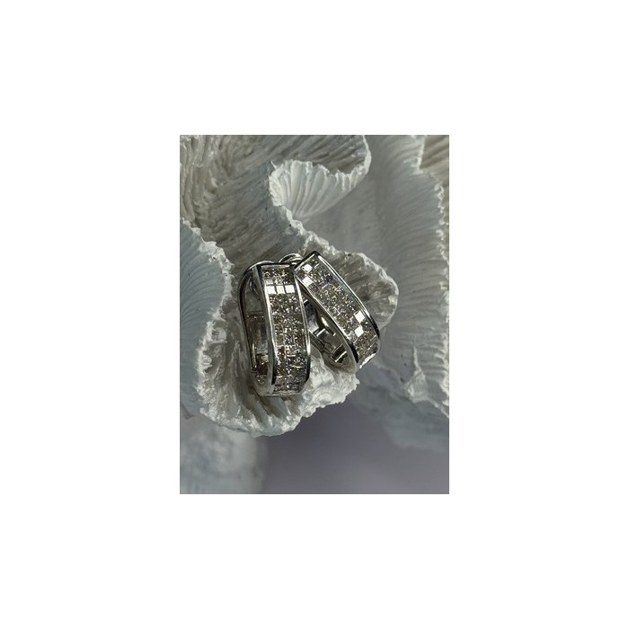 CLASSY 14K WHITE GOLD DIAMOND 1 CARAT EARRINGS LENGTH 0.83 INCH