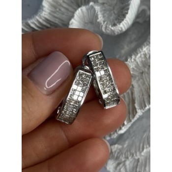 CLASSY 14K WHITE GOLD DIAMOND 1 CARAT EARRINGS LENGTH 0.83 INCH