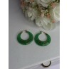 925 Sterling Silver Gold Plated Green Nephrite Jade Earrings Length 1.40 Iinch