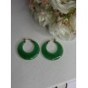 925 Sterling Silver Gold Plated Green Nephrite Jade Earrings Length 1.40 Iinch
