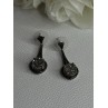 Elegant 925 Sterling Silver Marcasite Earrings Length 1.25 Inch