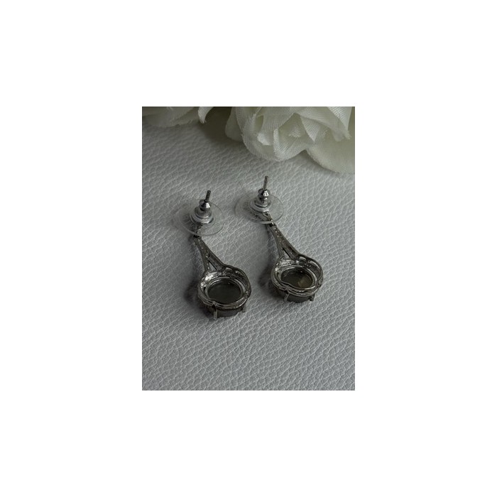 Elegant 925 Sterling Silver Marcasite Earrings Length 1.25 Inch