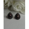 925 Sterling Silver Garnet & Marcasite Earrings Length 0.60 Inch