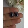925 Sterling Silver Garnet & Marcasite Earrings Length 0.60 Inch