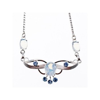 925 Sterling Silver Moonstone & Aquamarine Necklace