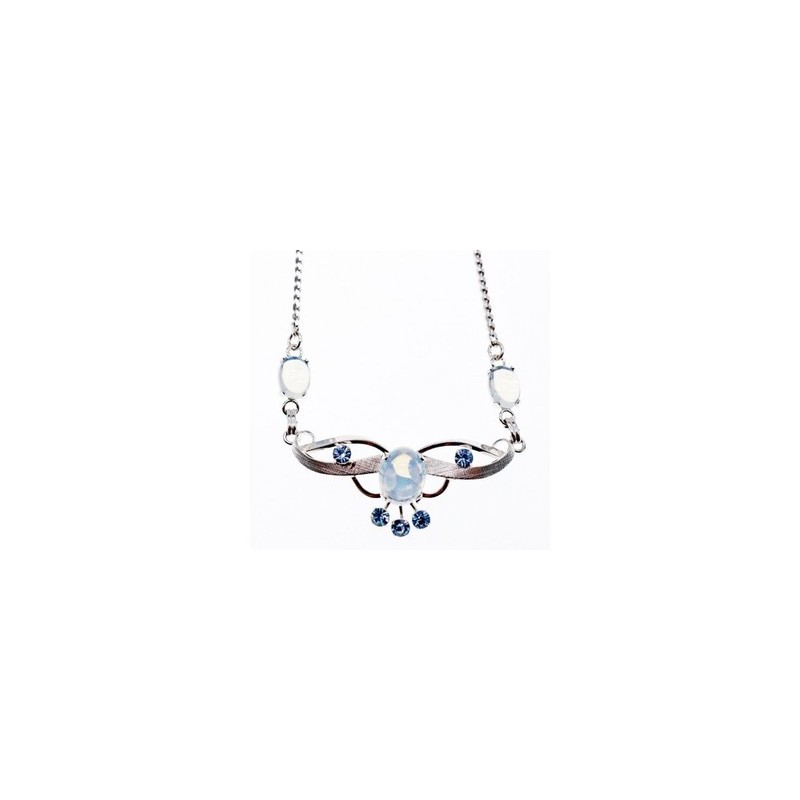 925 Sterling Silver Moonstone & Aquamarine Necklace