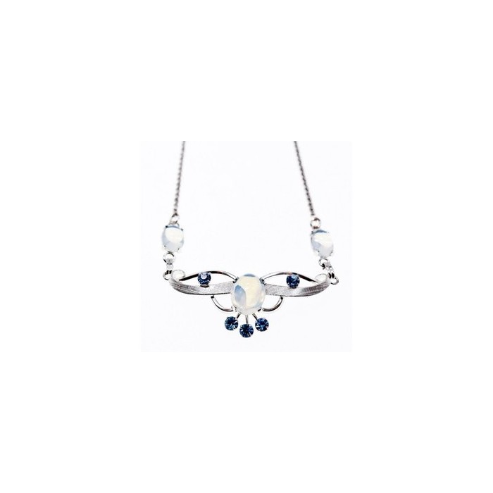 925 Sterling Silver Moonstone & Aquamarine Necklace